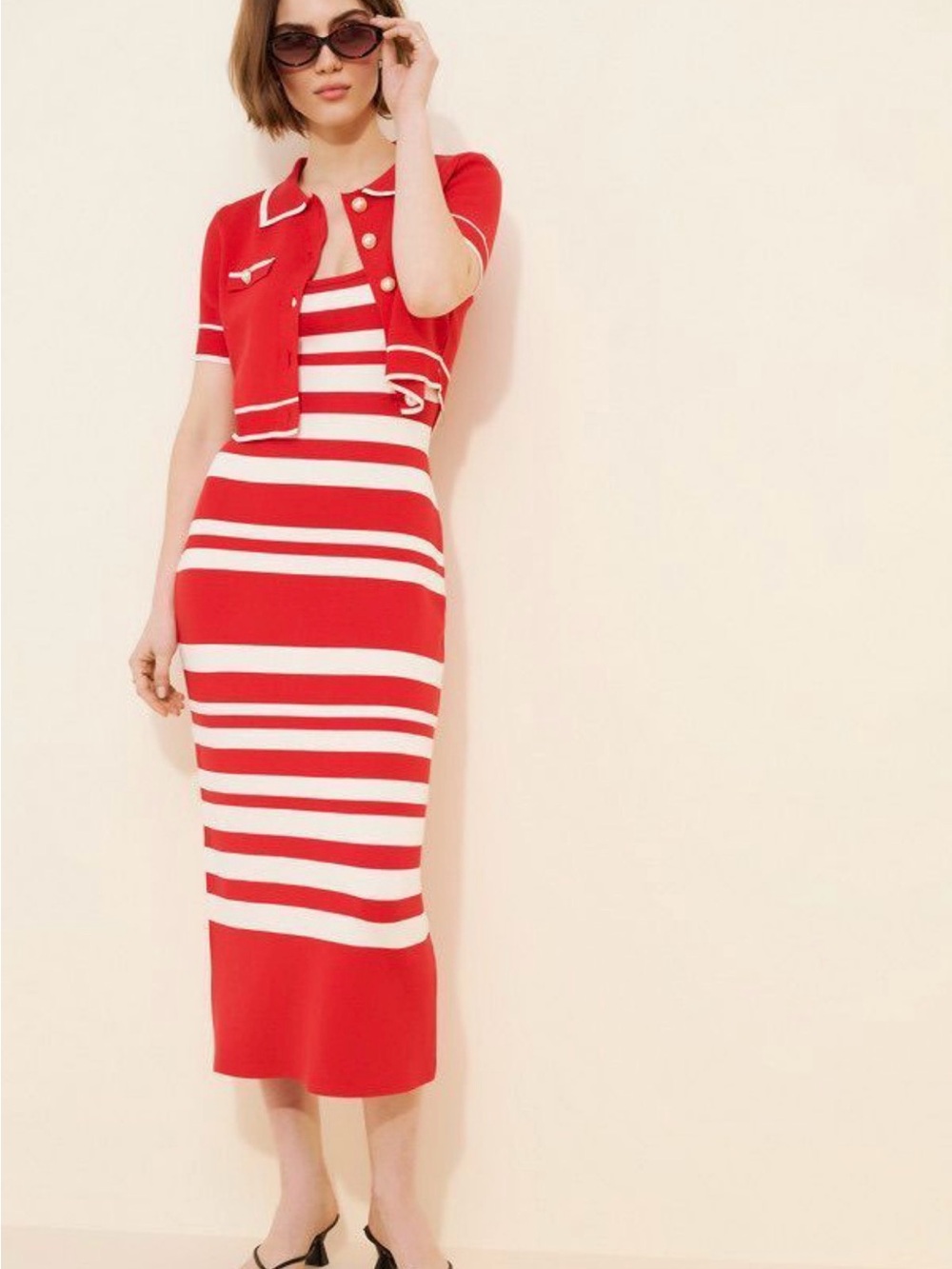 Anthropologie Maeve Bare Slim Stripe Twofer Dress